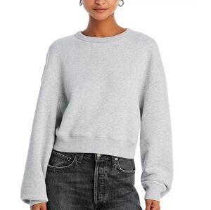 Rag & Bone Vintage Inspired Terry Cropped Sweatshirt In Heather Gray Size Small